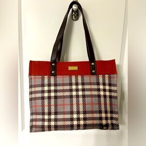 Spartina 449 brown plaid market tote
